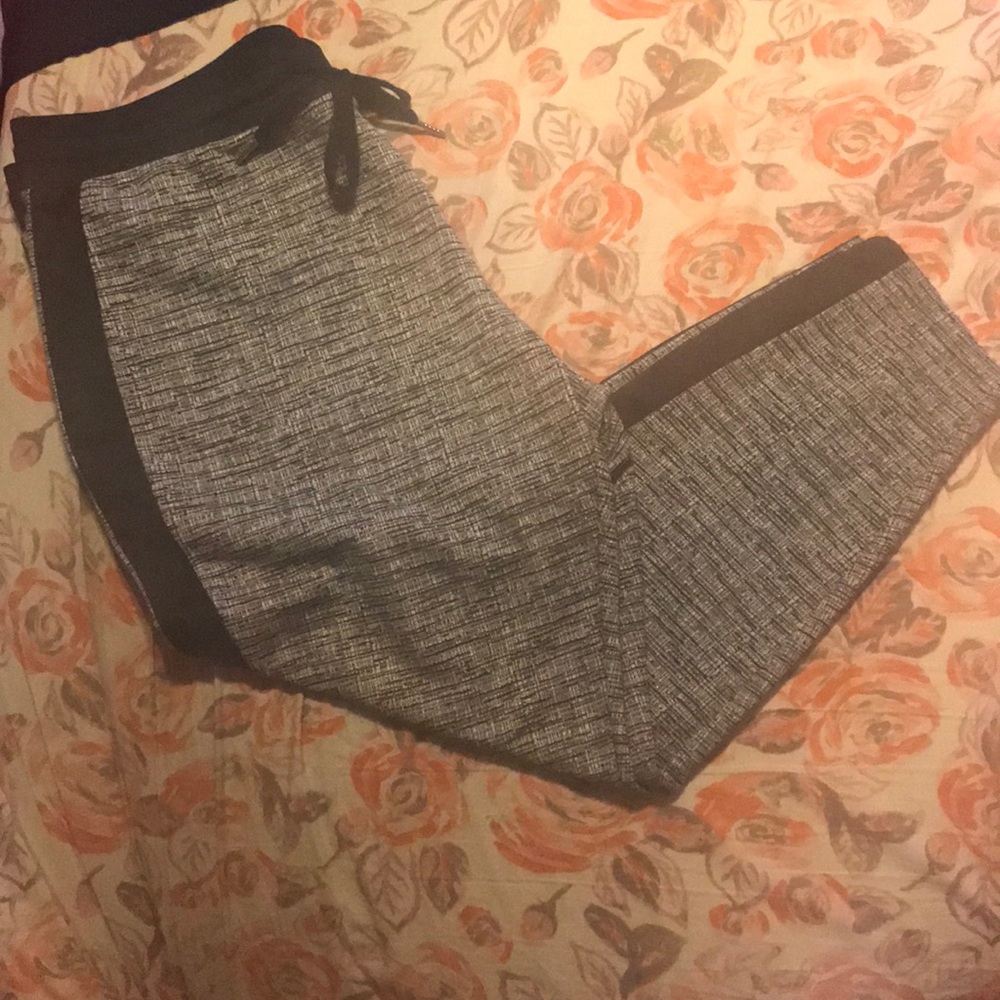 Black and White Drawstring Pants